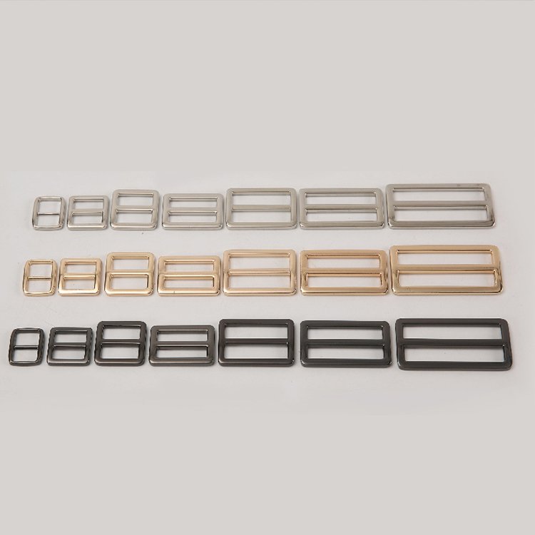 Various shape bag accessories leather hardware metal square ring square wire buckles strap adjustable buckle metal slide buckles