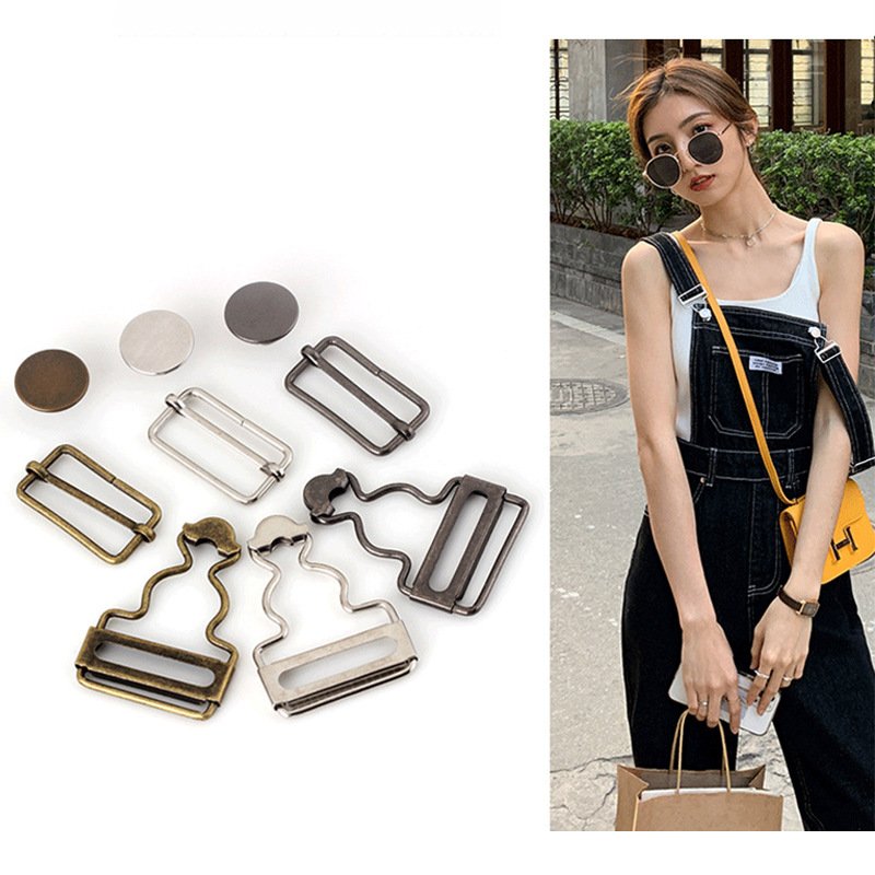 38mm Metal Overall Buckles Replacement for Bib Pants Jeans DIY Sewing Accessories Adjustable Bronze Buckles and Buttons