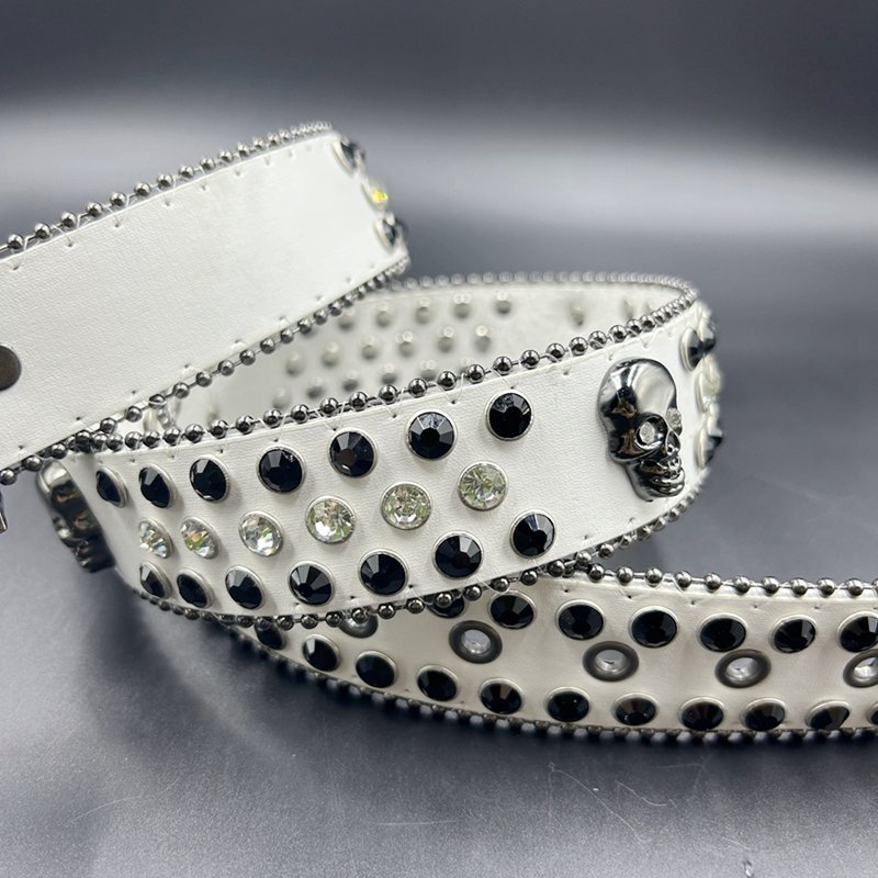 Factory direct sale Crystal belts with alloy skull buckle Rhinestone belt for lady and men with skull
