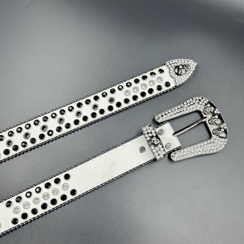 Factory direct sale Crystal belts with alloy skull buckle Rhinestone belt for lady and men with skull