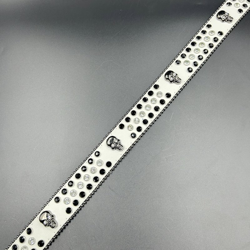 Factory direct sale Crystal belts with alloy skull buckle Rhinestone belt for lady and men with skull
