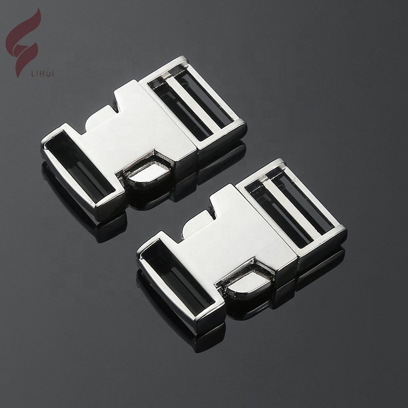 Lihui Dog Collar Quick Release Buckle Adjustable Silver Metal Buckle For Luggage Backpack