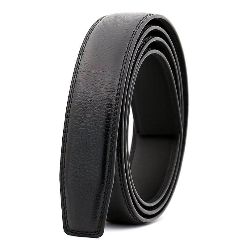 New Business Cowhide Belt 3.1cm With Strip Men's Automatic Buckle Belt Body Without Buckle Belt For Men