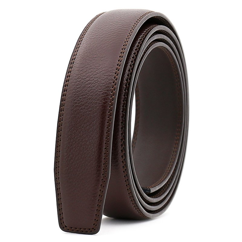 New Business Cowhide Belt 3.1cm With Strip Men's Automatic Buckle Belt Body Without Buckle Belt For Men