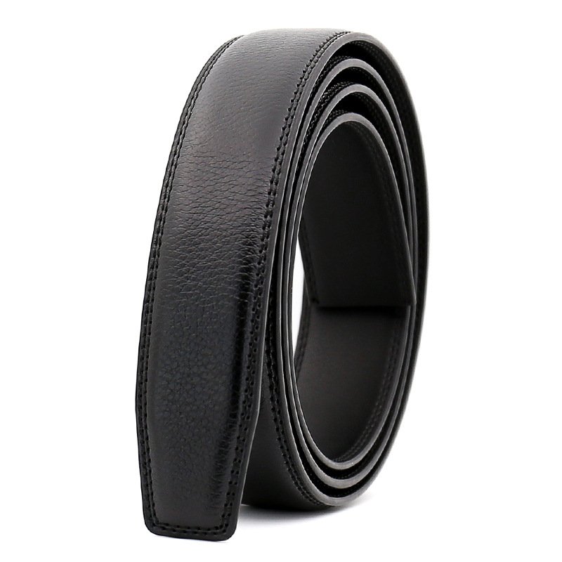New Business Cowhide Belt 3.1cm With Strip Men's Automatic Buckle Belt Body Without Buckle Belt For Men