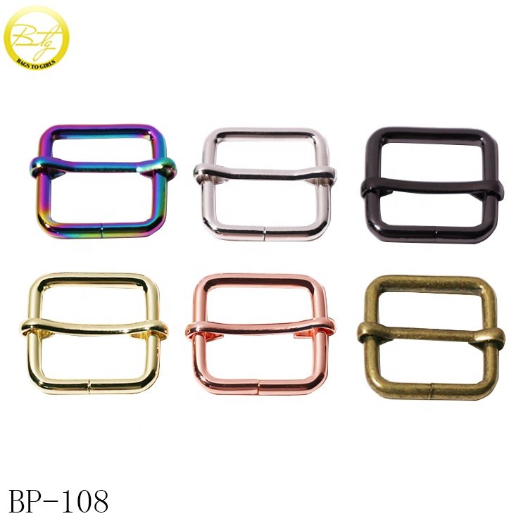 Wholesale shoes buckle adjuster handbag hardware straps multicolor alloy metal roller buckle for dog collar
