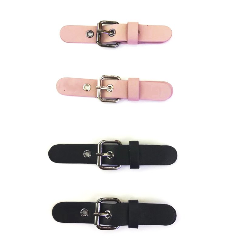Custom design black pu leather buckle for windcoat