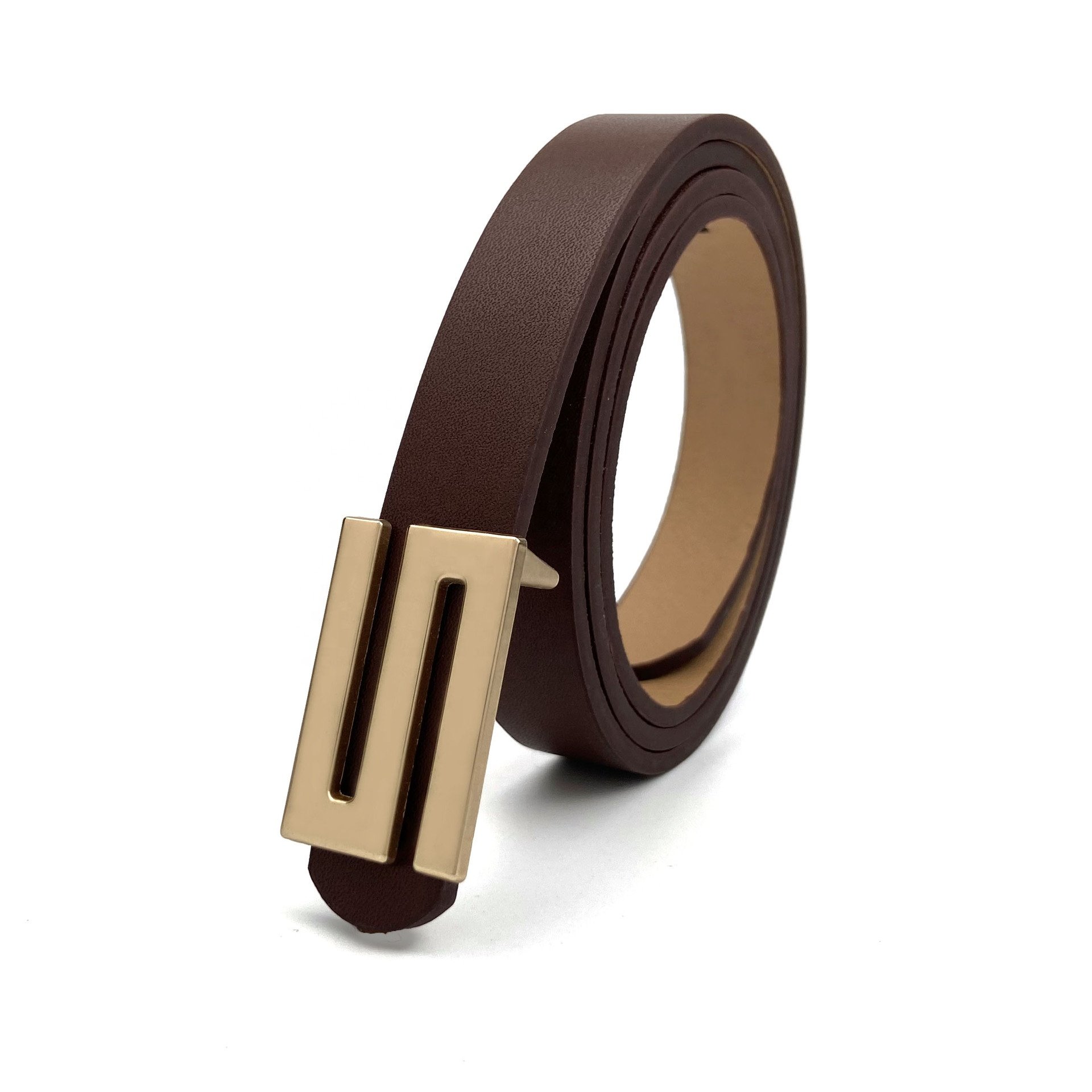 Casual Decorative Suit Dress Multi-color Fake Faux Golden S Buckle PU Leather Thin Belt for Ladies