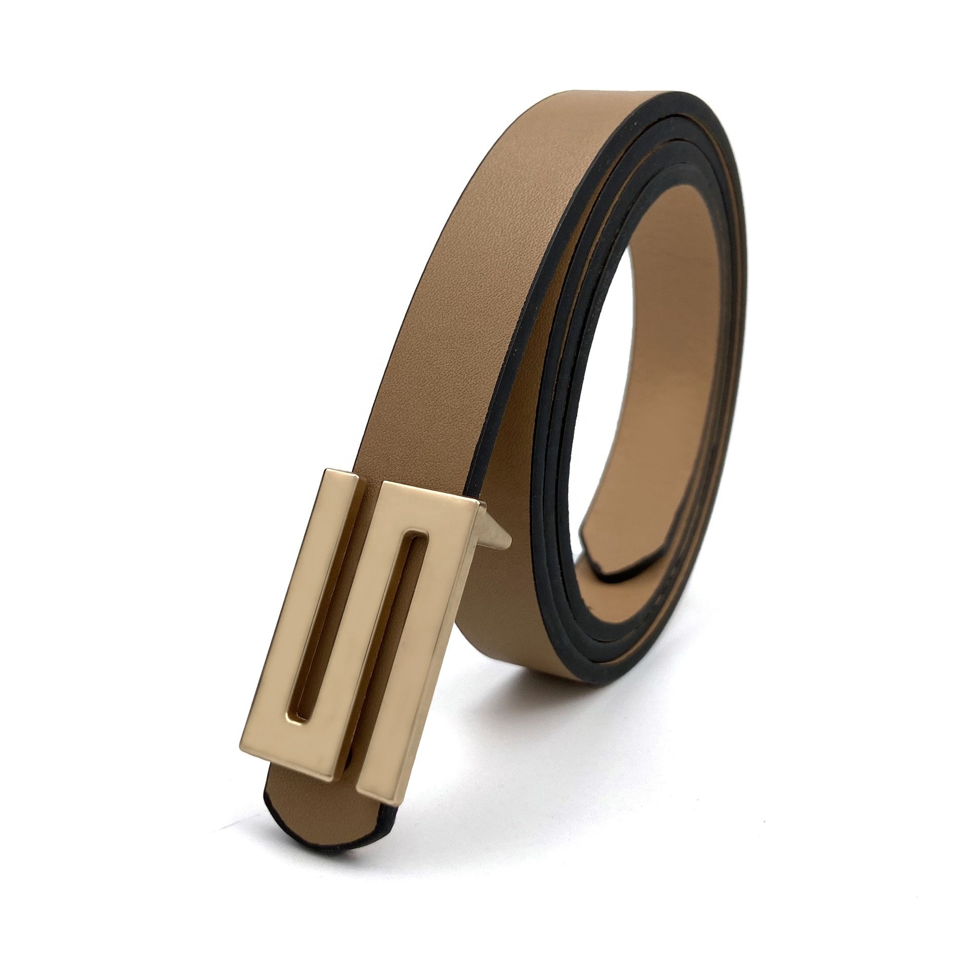 Casual Decorative Suit Dress Multi-color Fake Faux Golden S Buckle PU Leather Thin Belt for Ladies