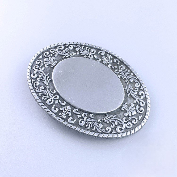 Vintage Plate Small Blank Pattern Custom Western Style Belt Buckle Oval Border Belt Buckle for Men Women
