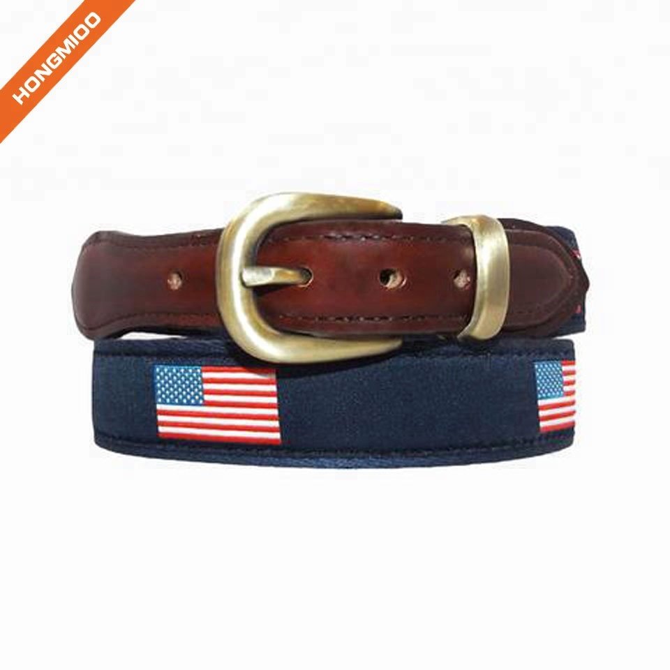 Mix Different Boats Cotton Strap Mens Colorful Brass Buckle Ribbon Belt