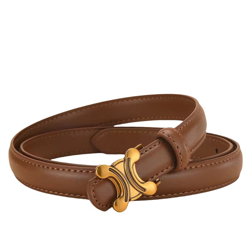Women's Fashionable Stock Genuine Cow Hide Leather Belt with Alloy Buckle Waist Belt for Pants and Dress for Girls Jean Waist