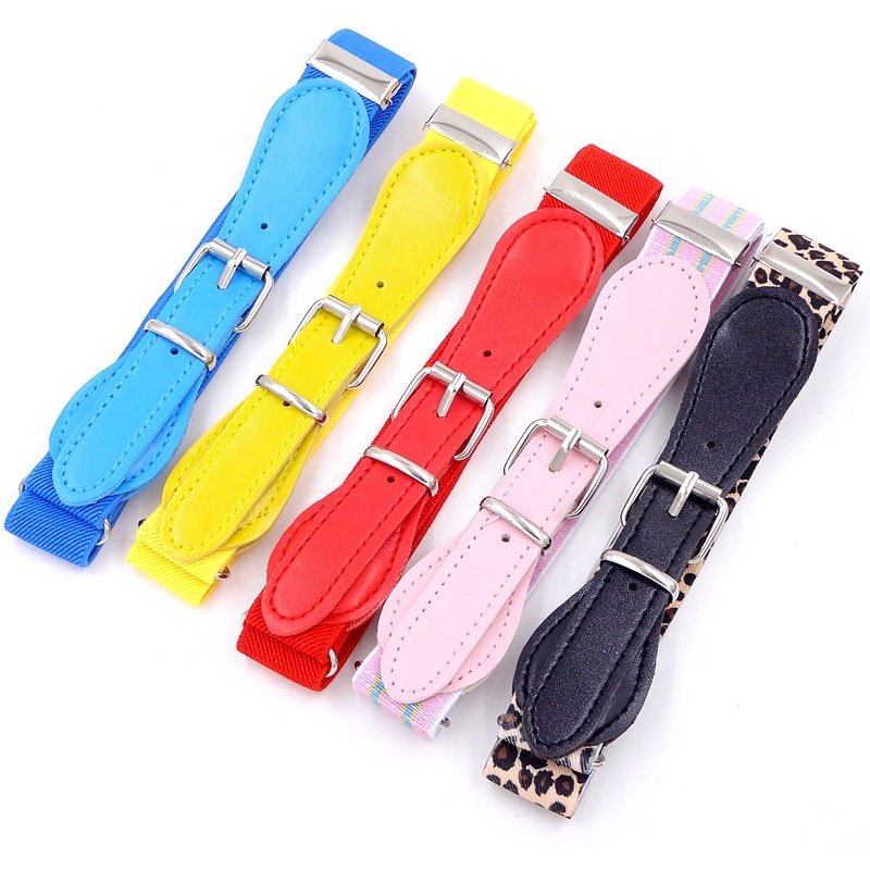 1 Inch Candy Color Pin Buckle Baby Comfortable Adjustable Stretch Elastic Kids Belt for Children Student
