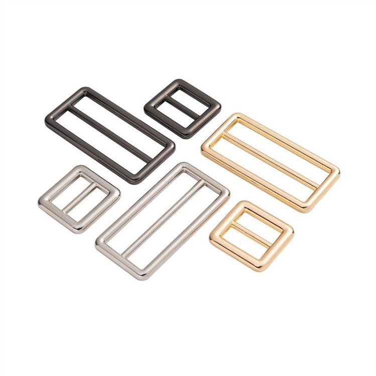 Various size bag accessories leather hardware metal square ring belt glide buckles strap adjustable buckle metal slide buckles