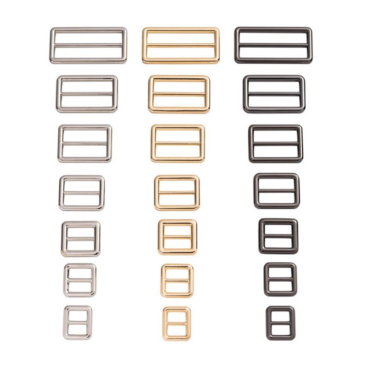 Various size bag accessories leather hardware metal square ring belt glide buckles strap adjustable buckle metal slide buckles