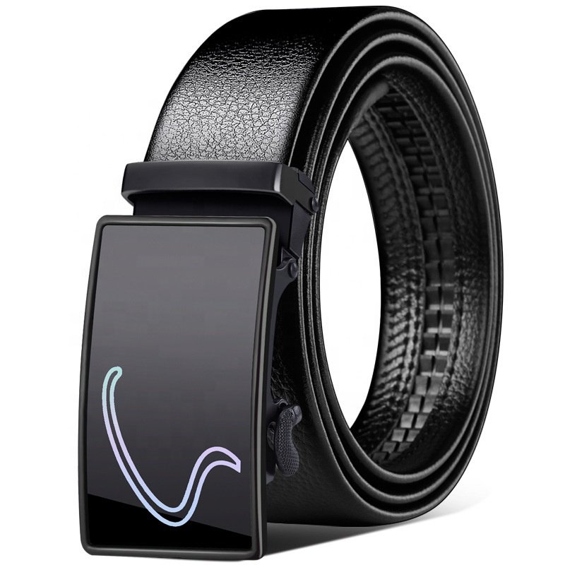 2024 New Arrival men's belt Rachet automatic iron buckle PU Imitation Synthetic Dress leather belt for male Jeans IAP014