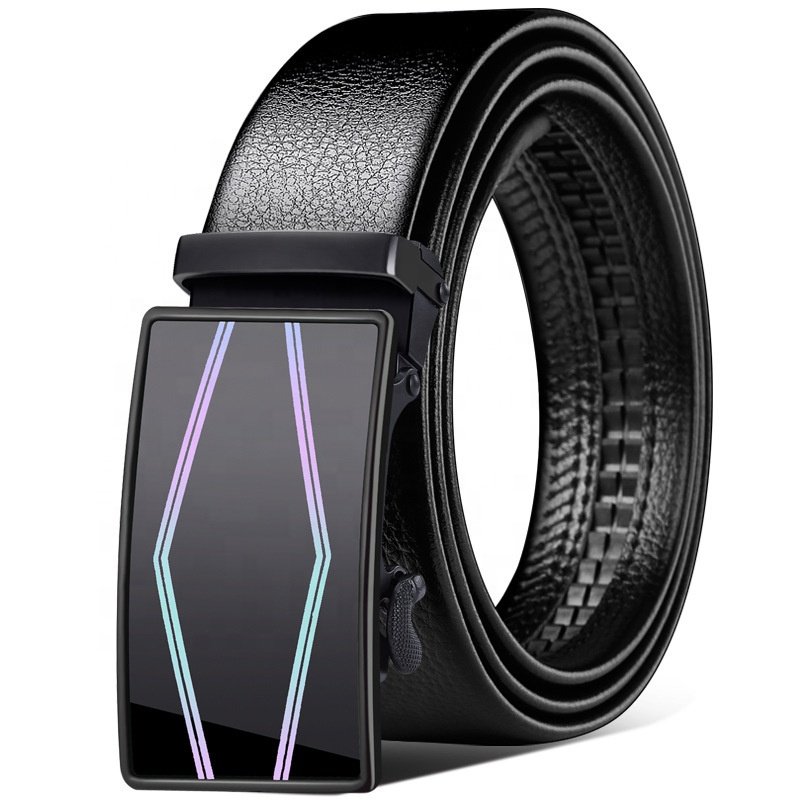 2024 New Arrival men's belt Rachet automatic iron buckle PU Imitation Synthetic Dress leather belt for male Jeans IAP014