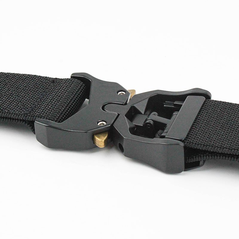 Wholesale Polyester Tactical Belt Metal Buckle Weaving Fabric Belts Custom Logo Adjustable Training Men Canvas Belt