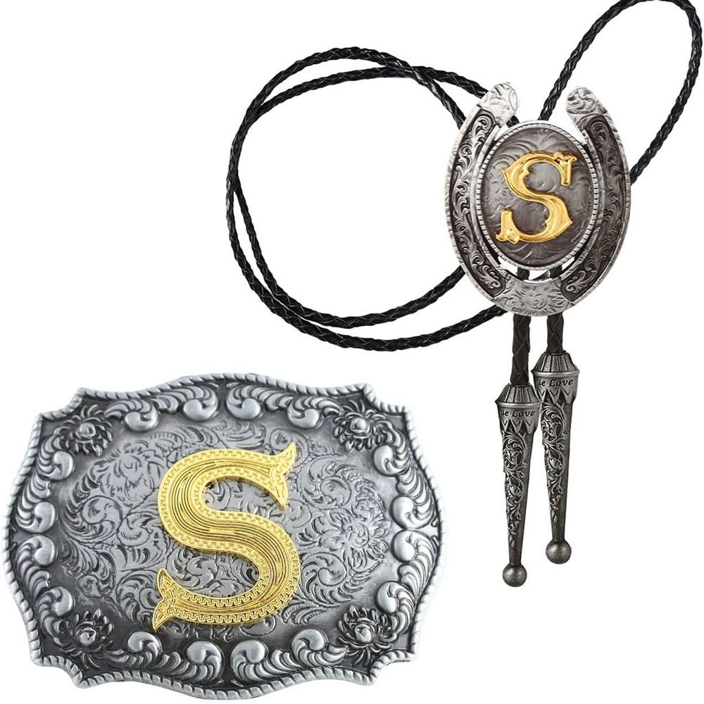 Classic Men's buckle Western Belt Buckle and Bolo Tie sets