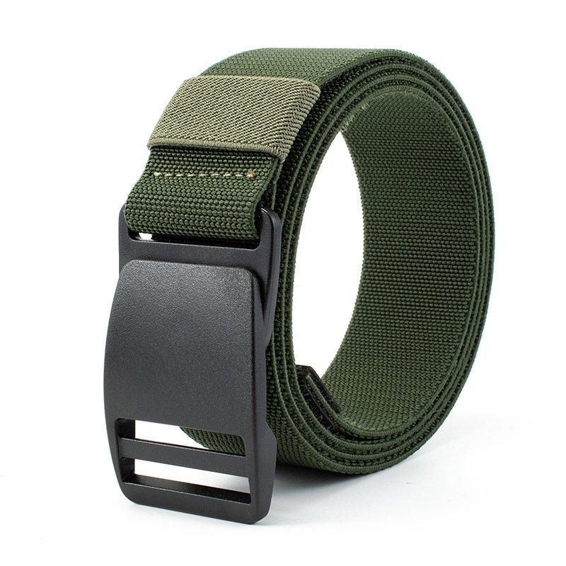 Men's Anti-allergy Quick-drying Nylon Belt Elastic Canvas Belt Plastic Steel Buckle No Metal Belt