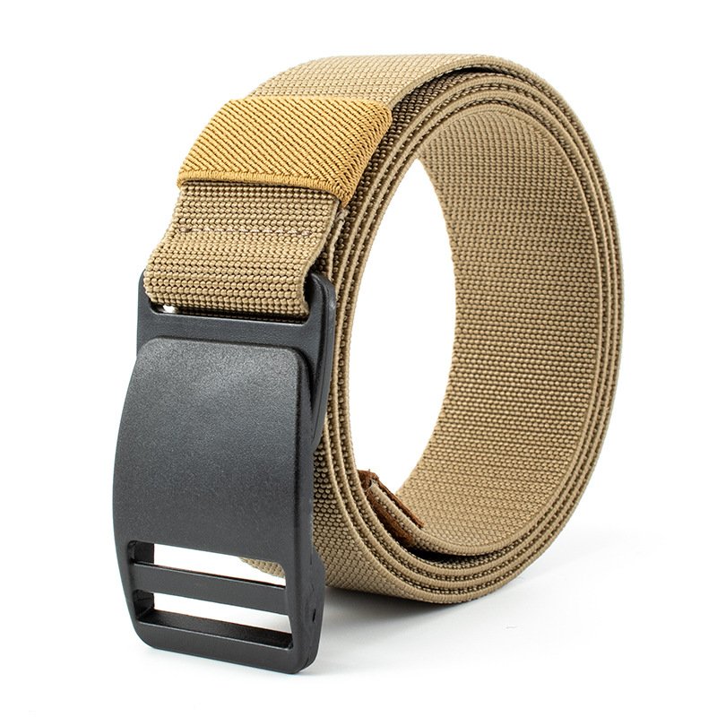 Men's Anti-allergy Quick-drying Nylon Belt Elastic Canvas Belt Plastic Steel Buckle No Metal Belt