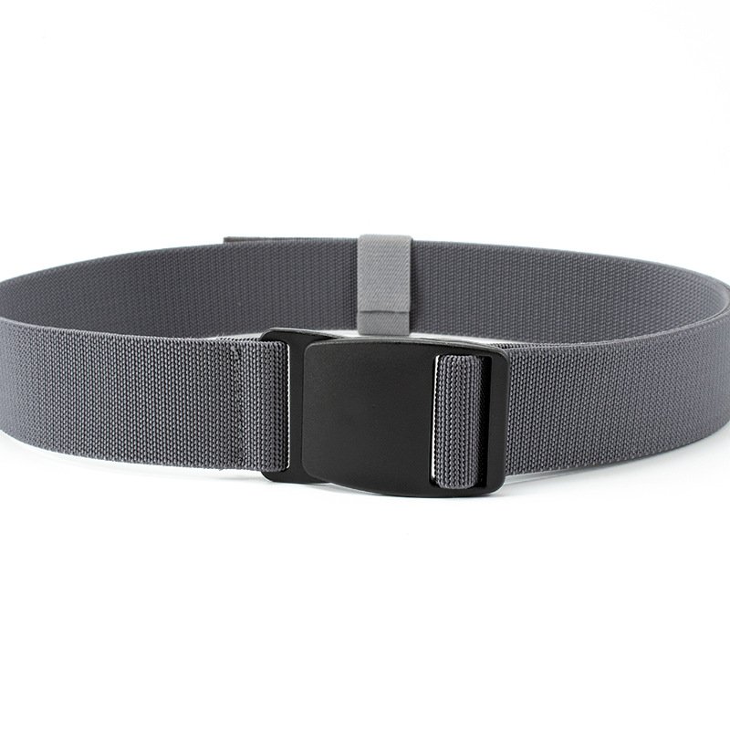 Men's Anti-allergy Quick-drying Nylon Belt Elastic Canvas Belt Plastic Steel Buckle No Metal Belt