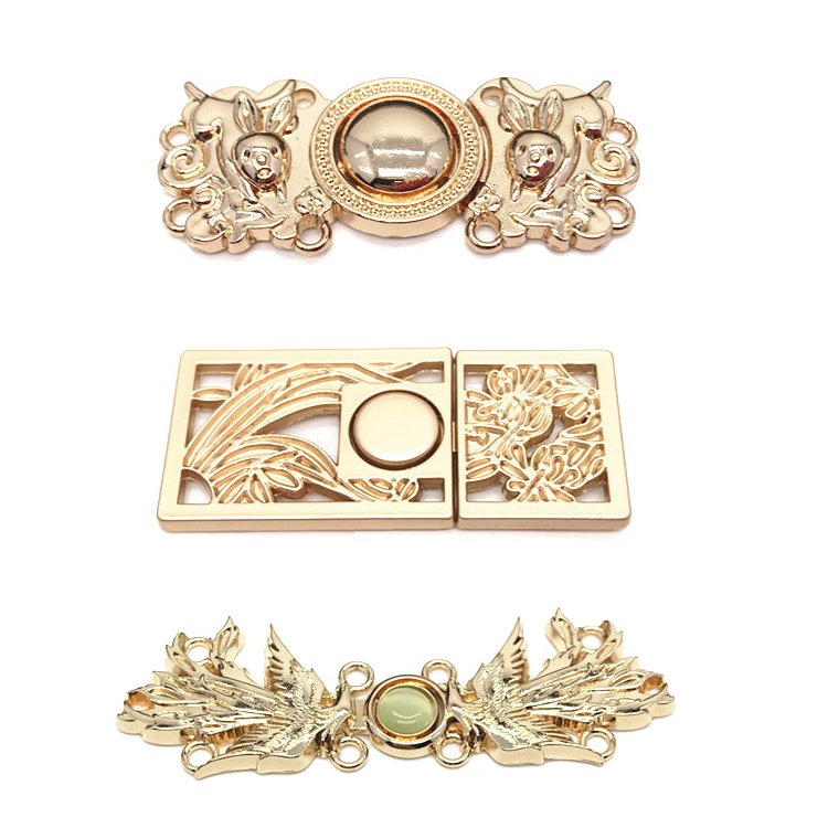 Wholesale Metal Vintage cloud pattern alloy Han custom cheongsam hook a pair of buckles cloak buttons