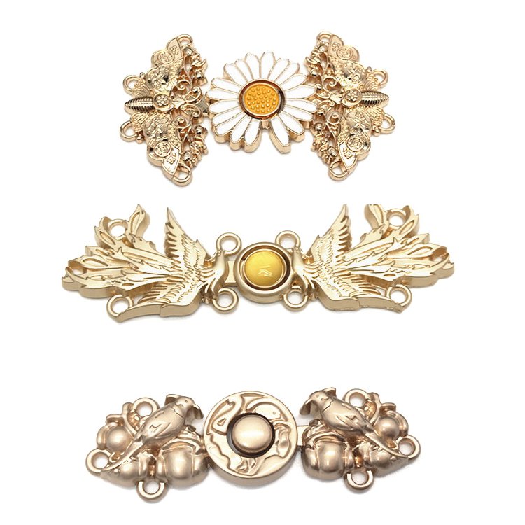 Wholesale Metal Vintage cloud pattern alloy Han custom cheongsam hook a pair of buckles cloak buttons