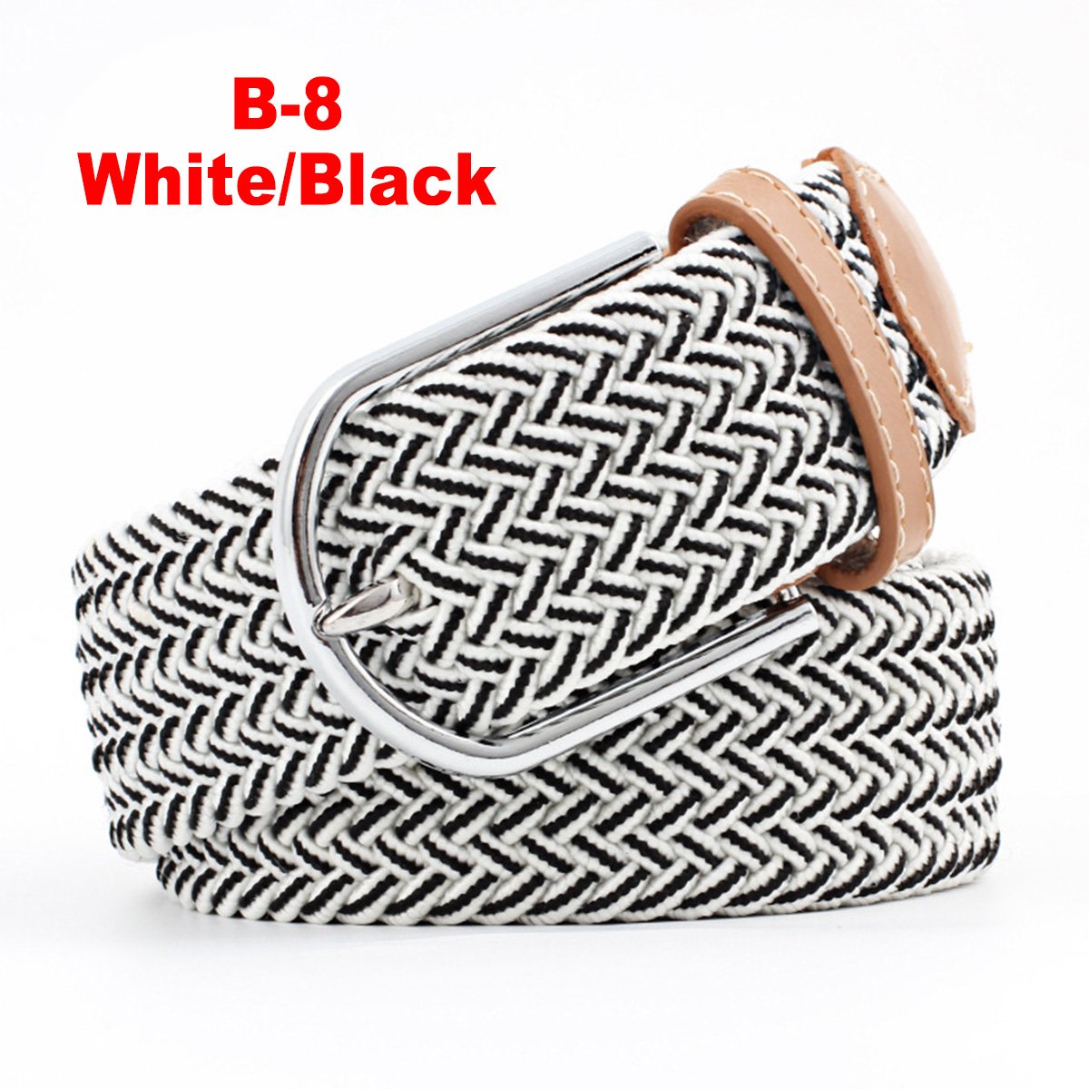 Wholesale 3.3cm Wide Women Casual Woven Stretch Knitted Belt Elastic Braided Belt Jeans Belts for Men 107cm Long