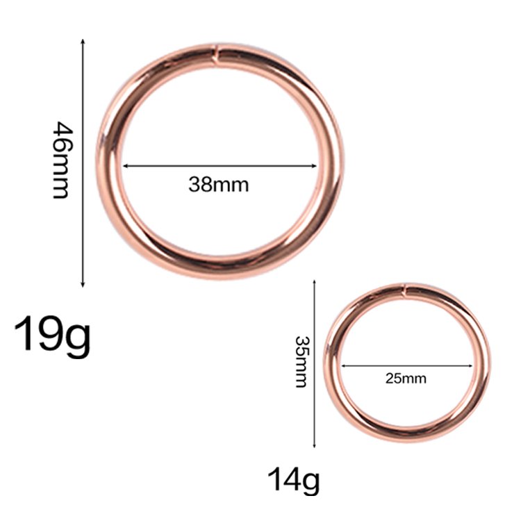 Metal Rose Gold Closed Round Rings Strap Connector Buckle O Ring