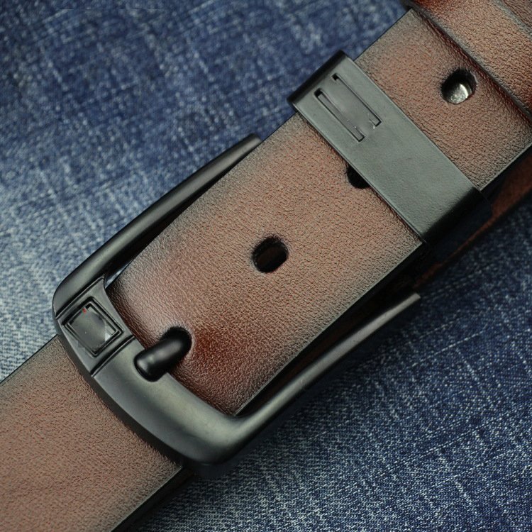 DDA744 New Male Waist Pinhole Strap Casual Strong Soft Retro Pants Jeans Business Brown Belt Men Alloy Pin Buckle Leather Belts