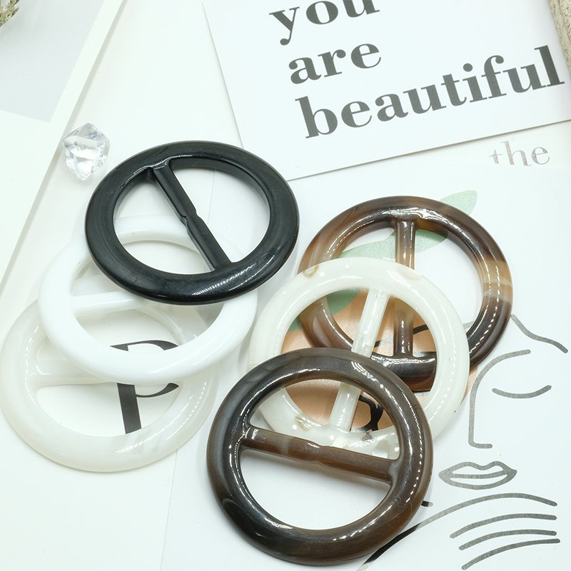 Custom buckles plastic polishing resin pin Buckles women coats belt round waist buckles for clothing