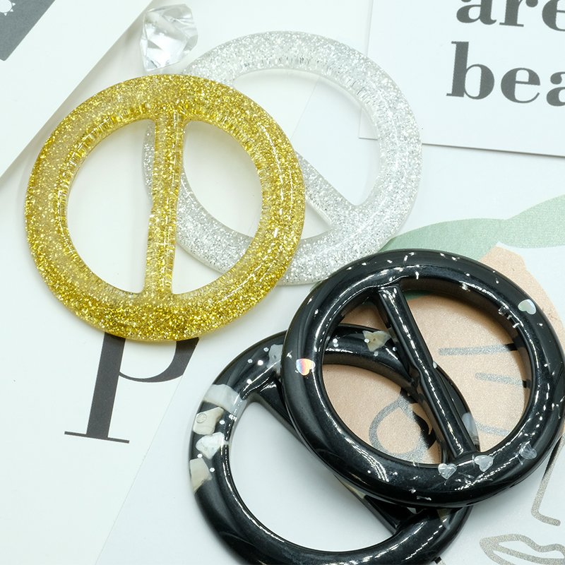 Custom buckles plastic polishing resin pin Buckles women coats belt round waist buckles for clothing