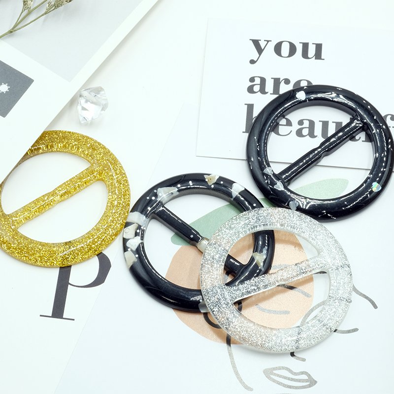 Custom buckles plastic polishing resin pin Buckles women coats belt round waist buckles for clothing