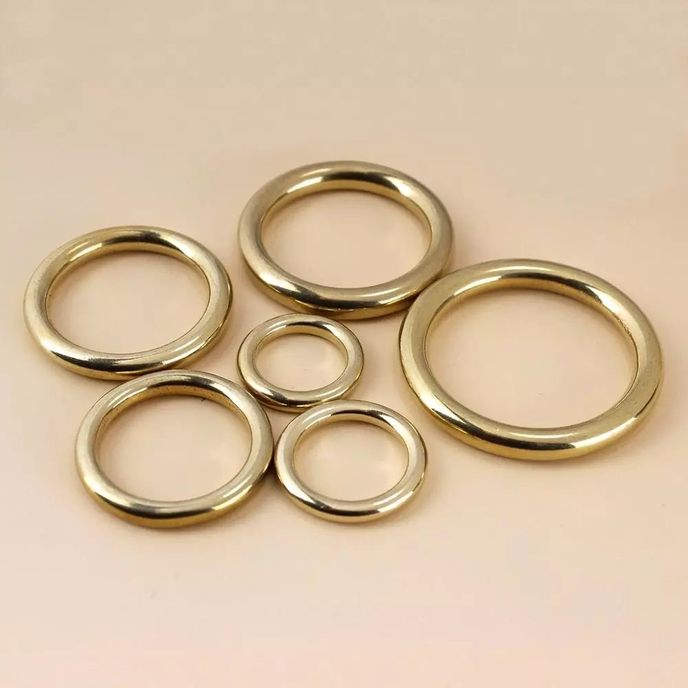 Solid Brass Cast O-Ring Seamless Round Buckle For Webbing Leather Craft Bag Strap Belt Pet Collar High Quality