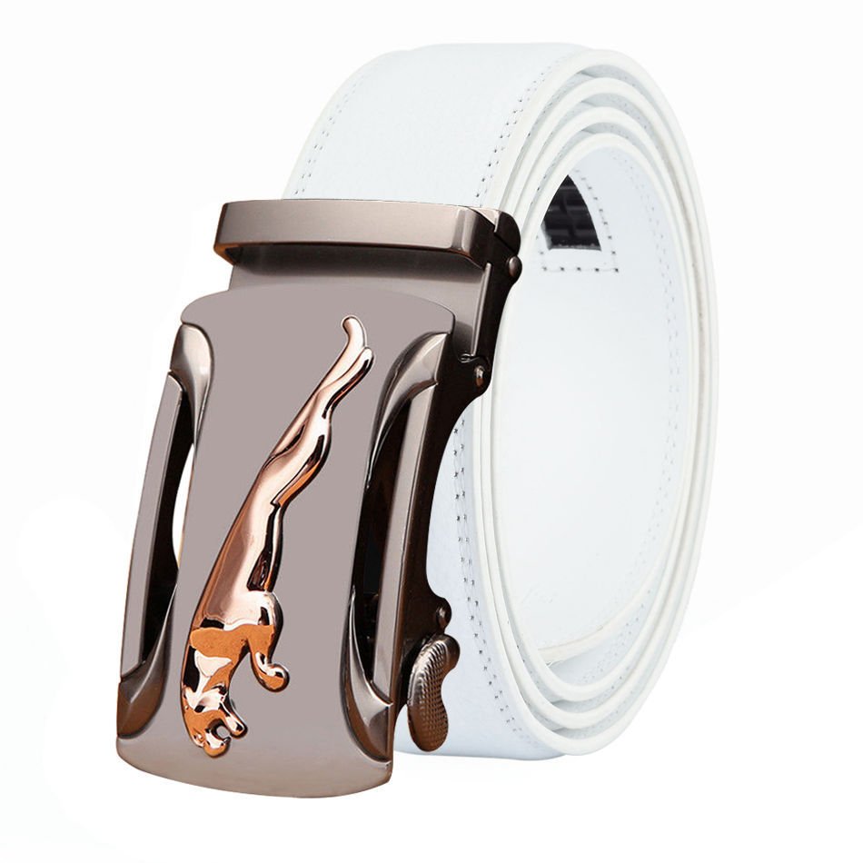 Men's belt cowhide leather automatic buckle belt, Leopard men's business belt, simple fashion waistband