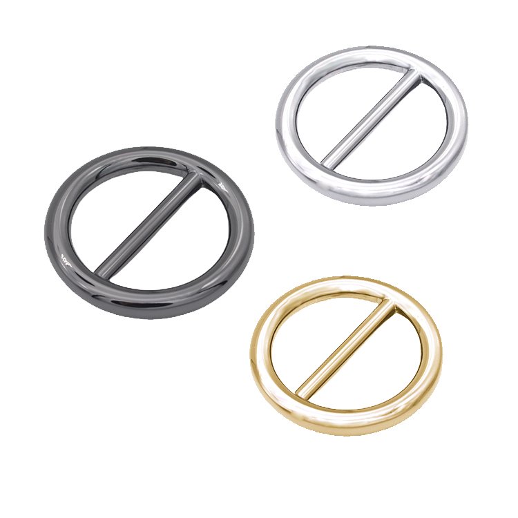 Factory Wholesale Nickel-Free Metal round Adjuster Slider Buckle Durable 38mm Alloy and Zinc Handbag/Belt Parts
