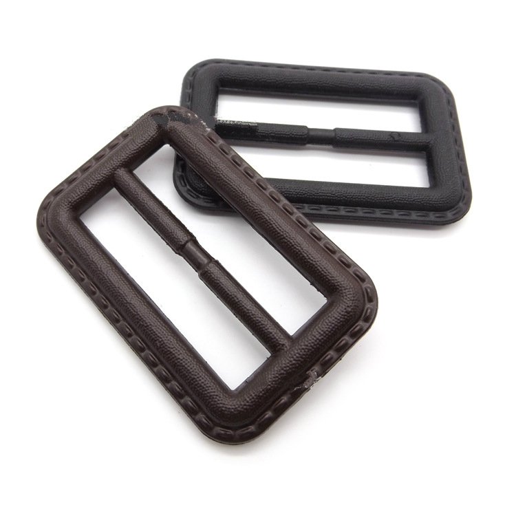 Rectangular Brown Black Cover Buckle Custom Waterproof Genuine Leather Covered Belt Buckles