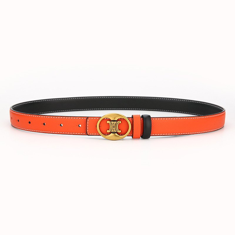 Women's thin belt vintage brand designer letter buckle pu leather thin belt pin buckle versatile casual ladies belt