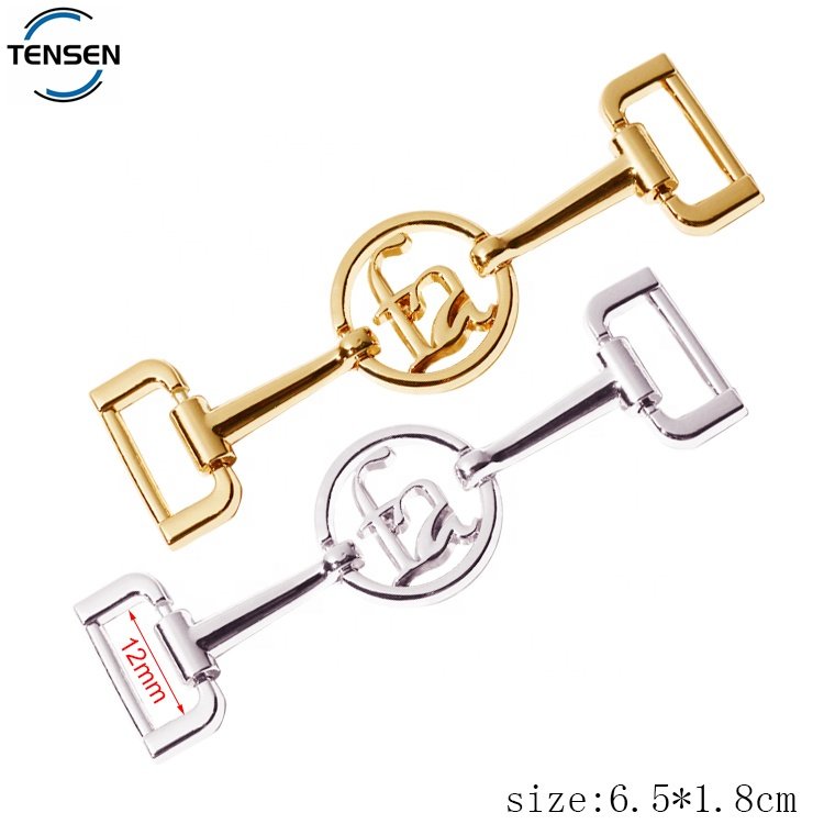 Fashion women shoes accessory gold buckle maker customized hollow letter brand buckles for wedding