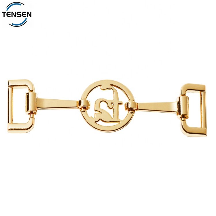 Fashion women shoes accessory gold buckle maker customized hollow letter brand buckles for wedding