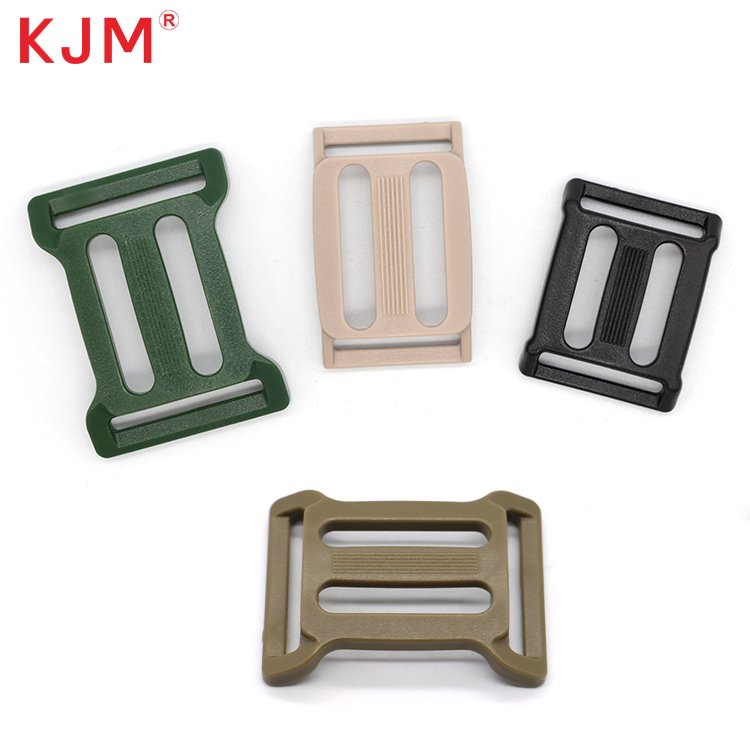 KJM Wholesale dual loop plastic 1 inch strap pom recycled plastic tri-glide buckle for backpack accessories