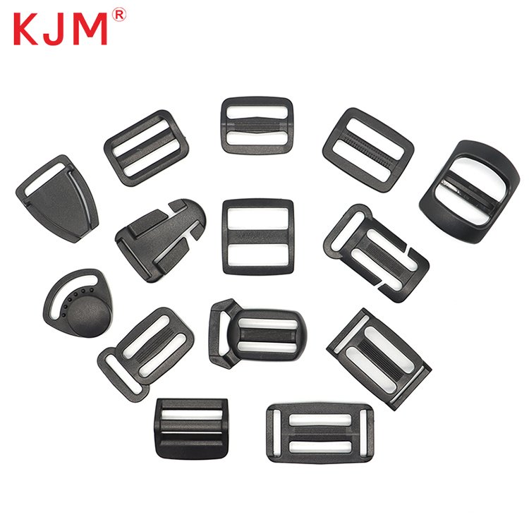KJM Wholesale dual loop plastic 1 inch strap pom recycled plastic tri-glide buckle for backpack accessories