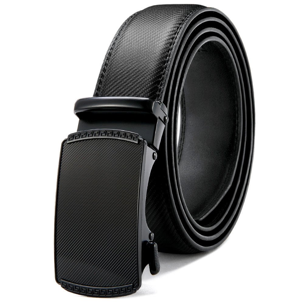 Custom New Adjustable Strong Casual Jeans Automatic Belt Buckle Fashion Business Men's Gift Black Belt Wholesale