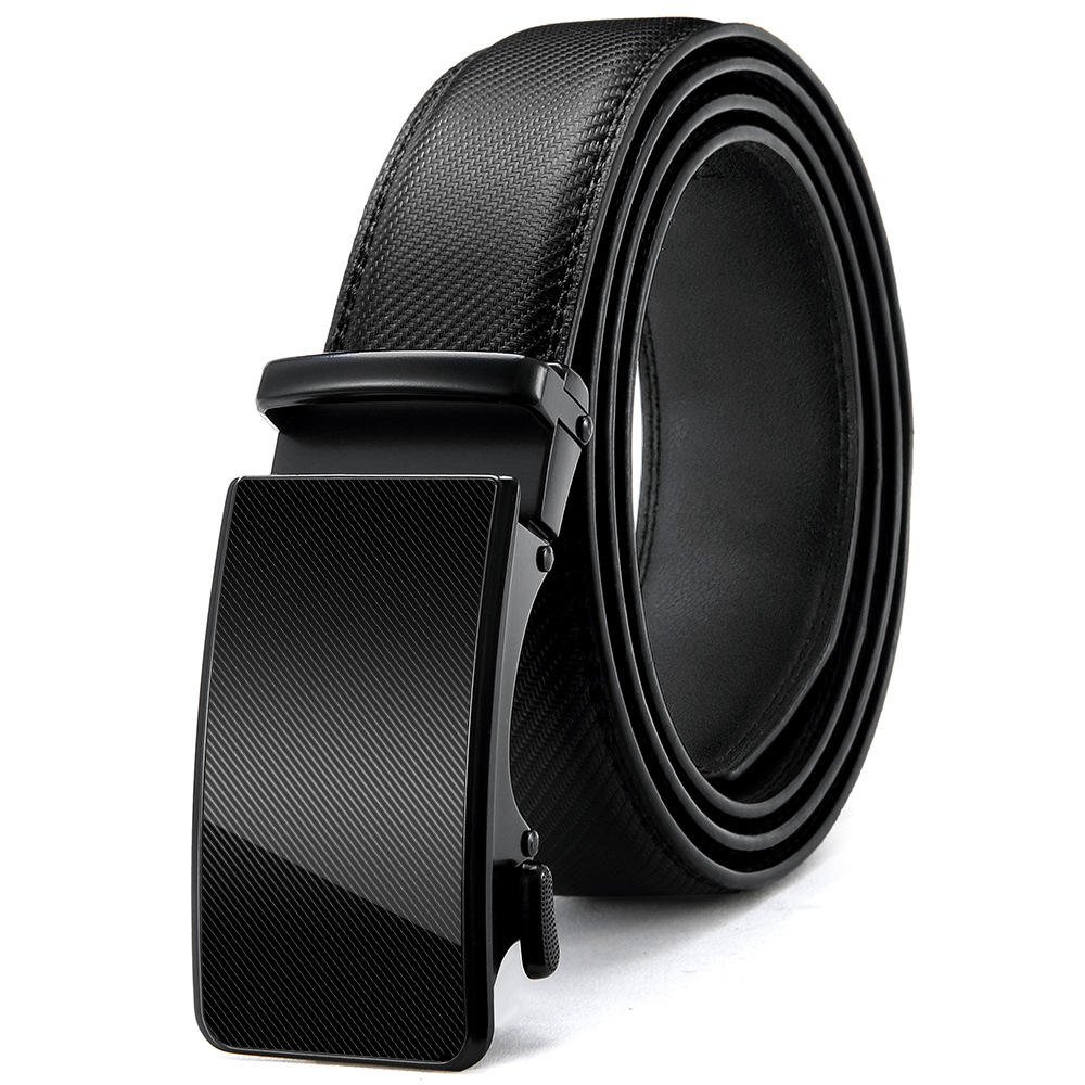 Custom New Adjustable Strong Casual Jeans Automatic Belt Buckle Fashion Business Men's Gift Black Belt Wholesale