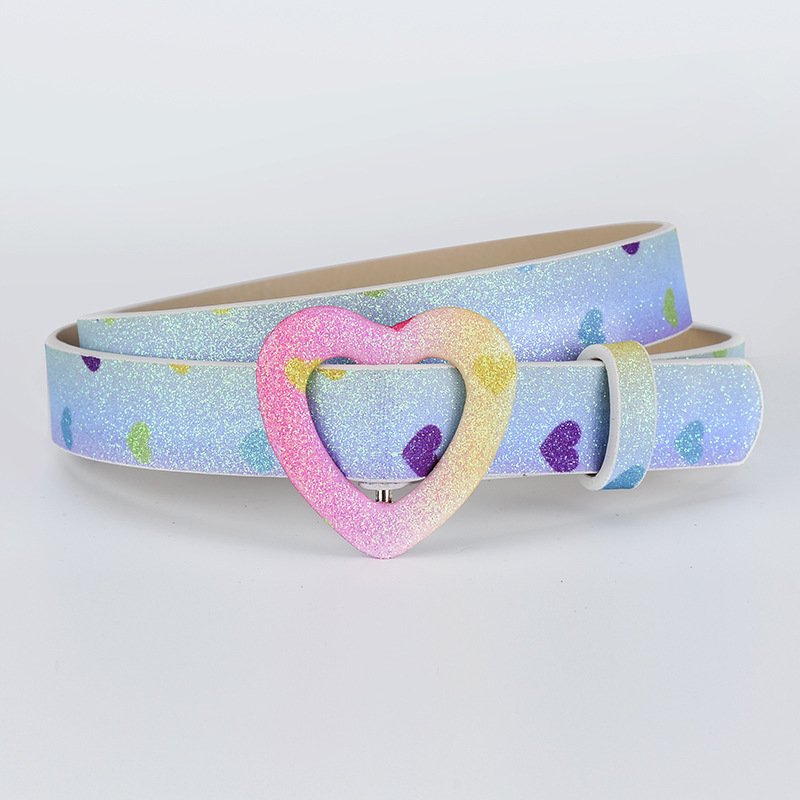 New cheap love buckle hollow PU leather belt for kids children fashion designer girl dress pants belt with heart belt buckles