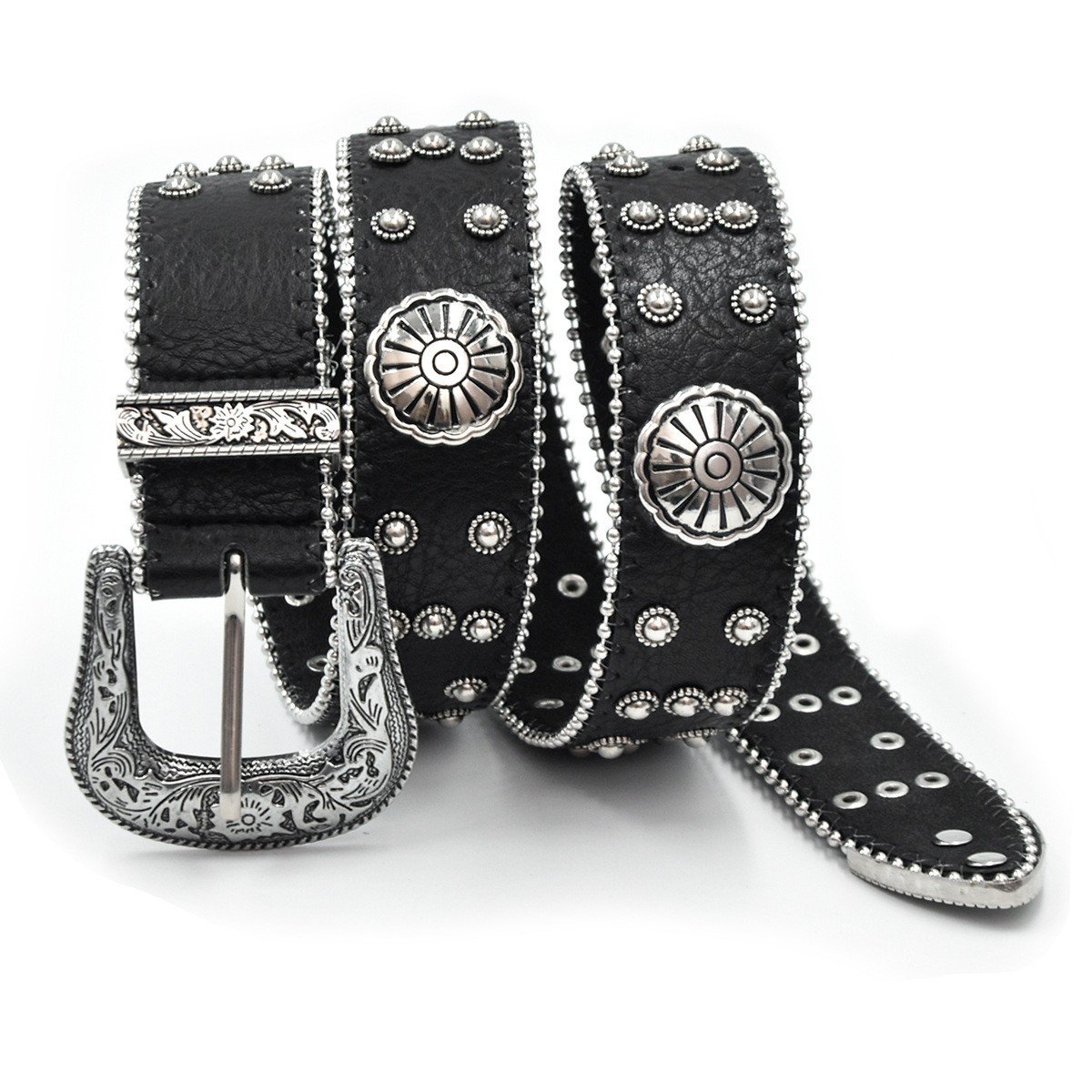 Ladies Men Millennial Spice Style Belt with Punk Rivets Y2K New European American Style Custom Length PU Leather Zinc Buckle