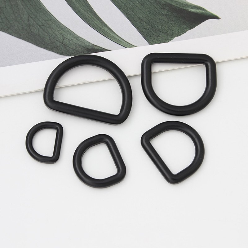 13mm 15mm 20mm 25mm Custom Alloy Metal Matte Dark Black Welded Pet D Rings Set Loop Buckles Purse For Bags Parts Accessories
