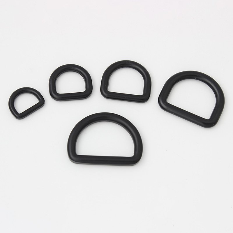 13mm 15mm 20mm 25mm Custom Alloy Metal Matte Dark Black Welded Pet D Rings Set Loop Buckles Purse For Bags Parts Accessories