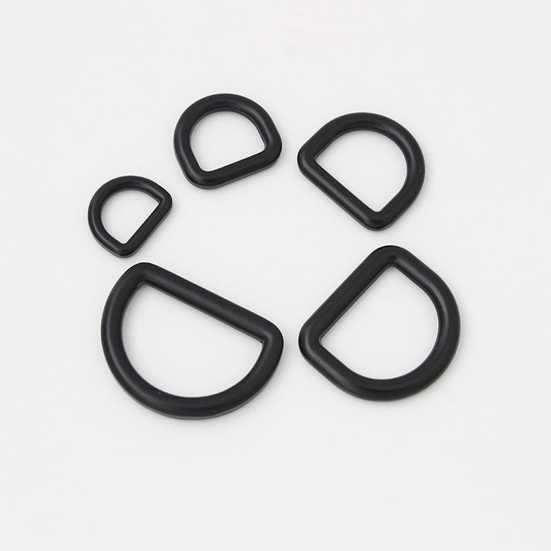 13mm 15mm 20mm 25mm Custom Alloy Metal Matte Dark Black Welded Pet D Rings Set Loop Buckles Purse For Bags Parts Accessories